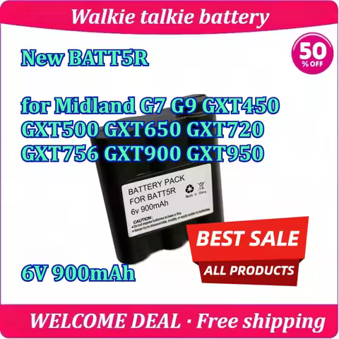 New BATT5R for Midland G7 G9 GXT450 GXT500 GXT650 GXT720 GXT756 GXT900 GXT950 Walkie Talkie Battery 