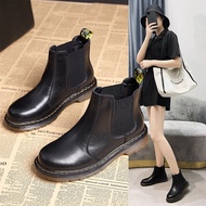 Chelsea Boots Women's Soft Leather Women's Dr. Martens Boots Slip-on 2022 Spring and Autumn All-Match British Style Height Increasing Retro Women's Ankle Boots 【2 Month 16 Day After 】