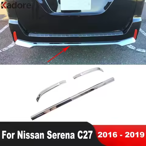 For Nissan Serena C27 2016 2017 2018 2019 Chrome Car Rear Bottom Bumper Cover Trim Molding Garnish S