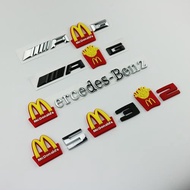 麥當勞M后尾標志奔馳AMG改裝M標黑色金拱門車標字牌字標車貼裝飾