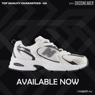 NB 530 White, Silver and Metallic Black Sneakers MR530LB Unisex ZJCY