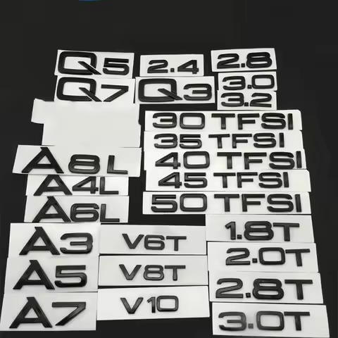 Black Silver 1.8T 2.0T 2.4 3.0T 3.2 3.6 4.2 A3 A4 A5 A6L A7 A8L Q3 Q5 Q7 Emblem For Audi Car Rear St