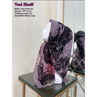 hijab segi empat voal motif wistra warna ungu jilbab terbaru