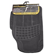 Universal Rubber Car Mats, 3 pcs, 2 Rows, Black VAUTO