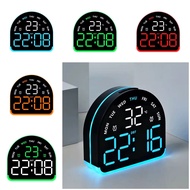 Desktop LED Ambient Light Clock with Temperature & Dual Alarm Silent Non-Ticking Alarm Clocks 12/24 
