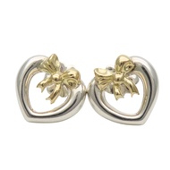 蒂芬妮 (Tiffany & Co.) 心形RIBON耳環，925 純銀和 18K 黃金，約 3.0 克 [二手]