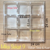 [Isi 10] Mika Puding Mini Sekat 9 Plastik / Mika Sekat 9 untuk Puding Coklat Marshmallow Roti Kue Pie Pia / Mika Mochi Sekat 9 / Mika Mochi isi 9