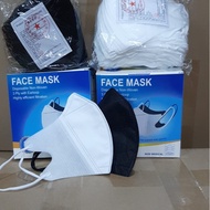 Masker Duckbill Garis Hidung 3ply 1 Box isi 50 Pcs / 20 Pcs / Masker Kesehatan Duckbill Hitam &amp; Putih Untuk Dewasa