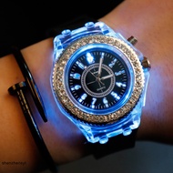 Cheap Custom Geneva Ladies Rhinestone Led Big Dial  Wrist Watch Luminous Fashionquartz Watch Men