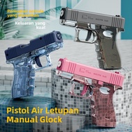 [Ready Stock] Children Glock Water Gun Automatic Burst Push Type Water Spray Toy Water Gun Large Cap