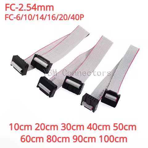 2pcs 2.54MM Pitch JTAG ISP AVR Download Cable Wire FC-6/10/14/16/20/40P Connector 10cm 20cm 30cm 40c