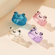 Transparent Frog Ring Colorful Personality Animal Cartoon Cute Ring Frog Finger Solitary W2k3