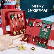 XS  2/4/6Pcs Christmas Fork And Spoon Set,Stainless Steel Creative Tableware,Coffee Tea Dessert Fork