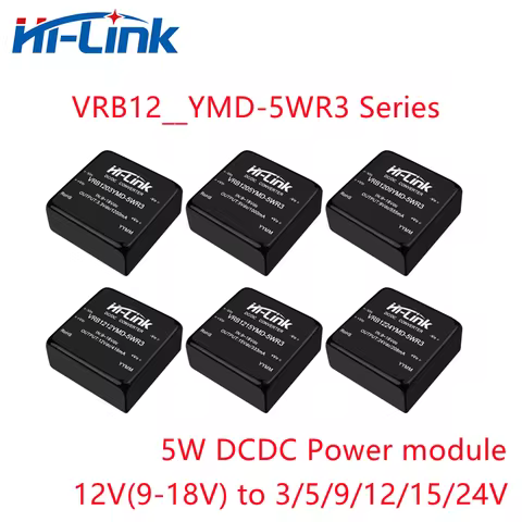 HiLink 9-18Vdc to 5W 3.3V/5V/9V/12V/15V/24V VRB1205YMD-5WR3 VRB1212YMD-5WR3 DC DC Power Supply Modul