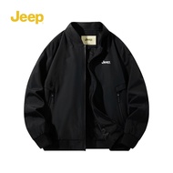 JEEP SPIRIT 1941 ESTD แฟชั่นของผู้ชายใหม่บางเสื้อแจ็กเก็ตนักบินซิปสีเดียวกัน Jaket Baseball ระบายอาก