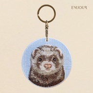 EMJOUR Double-Sided Embroidered Charm-Ferret | Mink Pet Souvenir Gift Animal Key Ring Bag Accessorie