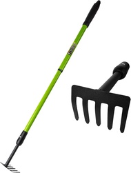Small Garden Hand Rake Ajustable Handle Heavy Duty Gardening Hand Cultivator Garden Tool with Non Sl