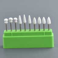10pcs Dental FG Bur White Stone Polishing Burs Cone/Flame/Round Shape Polishing Head For High Speed 