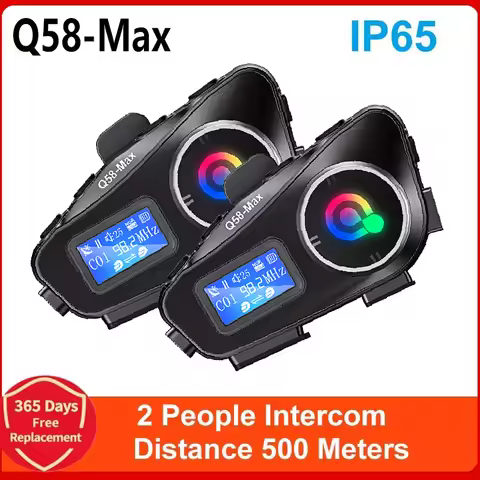 Q58 Max Motorcycle Helmet Bluetooth Intercom IP65 Waterproof Intercom Distance 500 Meters Multi-Scen