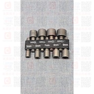 🈹️清倉執笠庫存處理價🛍️🟢小五金配件 - 9件套 主柄徑6.35MM 無磁性六角形電動套筒公制組合裝 (配件：適合電鑽 / 起子機 / 風批 / 小型電動螺絲批 搭載使用)
