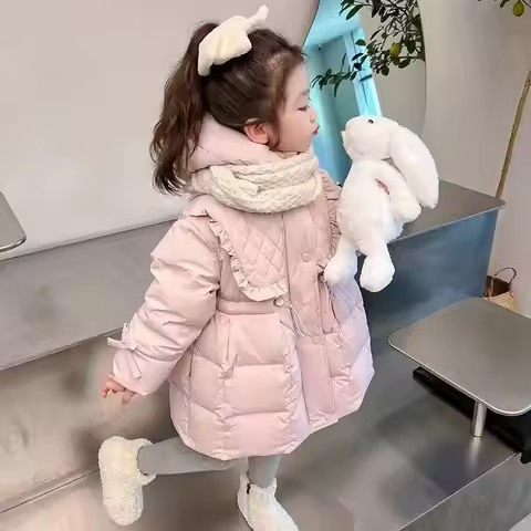 Kids Girls' Cotton Clothing New Style Children's Cotton Clothing Winter Cotton Jacket Jacket With Co