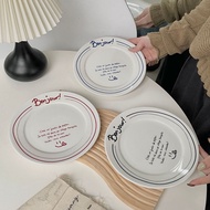 French Letters Simple Dinner Plate Creative Round Plate Oval Plate