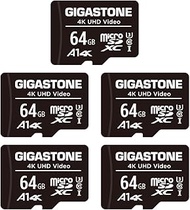 [Gigastone] 64GB Micro SD Card 5 Pack, 4K UHD Video, Surveillance Security Cam Action Camera Drone P