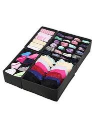 4入組/套無紡布可摺疊內衣襪子收納盒,適用於衣物/領帶/圍巾/飾品的抽屜分隔收納盒,可清洗可折疊衣櫥分隔器,櫥櫃衣櫥儲物分隔墊