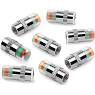 WNCGC 8Pcs 2.2Bar 32PSI Pemantau Tekanan Tayar Kereta Penutup Batang Injap Penunjuk Sensor 3 Warna P