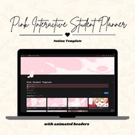 [Notion Template]Cute Aesthetic Animated Notion Student Planner Calendar Online Pink School Subjects