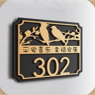 Square surname with light Unit number for hdb Black Gold 3DHdb Unit Number