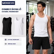 Combo of 2 Men's 4-Way Stretch Cotton Tank Tops, Sweat Absorbent, Cool and Comfortable MENSEVIC CB2B