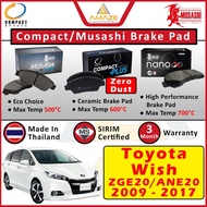 Compact/Musashi (Winner/ Plus (Ceramic)/ Nano Infinity) Brake Pad for Toyota Wish ZGE20/ ANE20(2009-