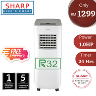 Sharp 1.0HP R32 Movable Compatible Portable Air Conditioner  便携式空调 - CVH10YD (WHITE) aircond mini bilik murah