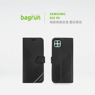 bagrun SAMSUNG  Galaxy A22(5G) 經典側掀皮套 黑