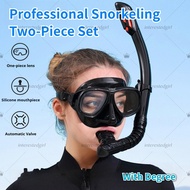 Professional snorkeling two-piece set, diving mask, silicone diving rebreather, large frame, diving 