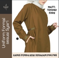 Setelan Baju Seragam Gamis Dinas Coklat Pemda PNS Keki Wanita Bahan Toyobo Premium Ori Warna Khaki G