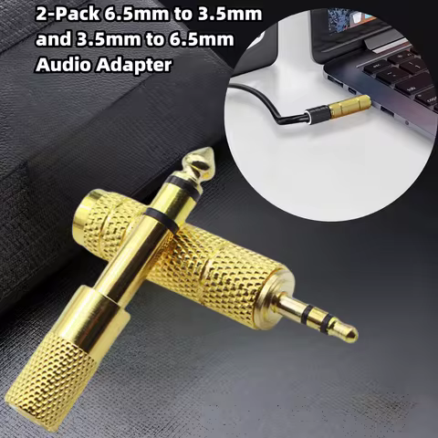 2-Pack 6.5mm to 3.5mm and 3.5mm to 6.5mm Audio Adapter Set 1/4-inch to 1/8-inch and 1/8-inch to 1/4-