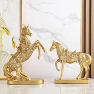 Golden Horse Statue Decoration Country Carved Horse Statue Decoration Table Resin Horse Statue Decor