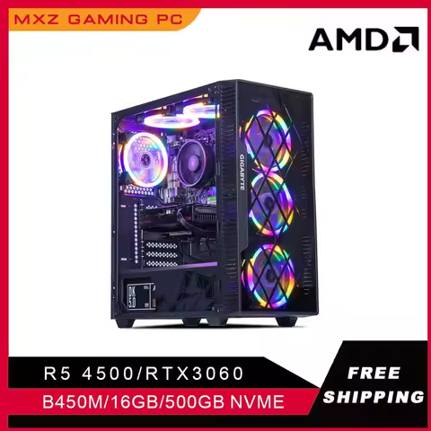 Gaming PC Ryzen 5 4500 RTX3060 500GB NVME Windows10 Pro Key Desktop Computer For System Unit Pc Cust