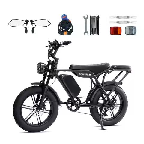 Tonnerrey T8 Electric Bicycle 1500W 60V 30AH E-Bike 20" Fat Tire Electric Bike 28MPH Speed 60 Miles 