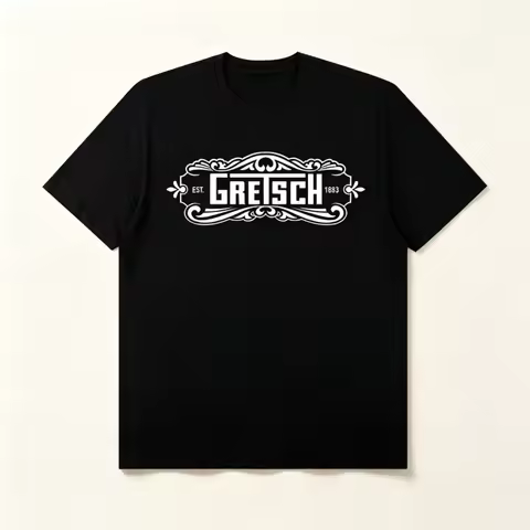 Gretsch Guitar Instrument Print Men Women T-shirt Short Sleeve Pure Cotton Rock Band Practice Clothe