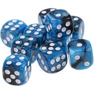 10PCS Polyhedral Dice D6 Dice 16mm Acrylic Dice Game Dice for RPG MTG DND Dice Table Games (Blue Bla