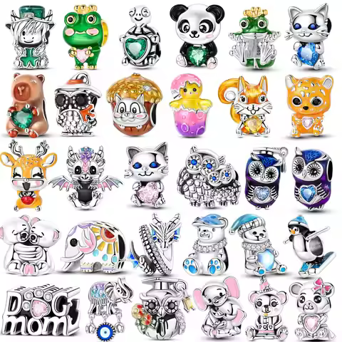 New In Charms 925 Sterling Silver Cute Cat Dog Bear Animal Beads Pendent Jewelry Fits 925 Original B