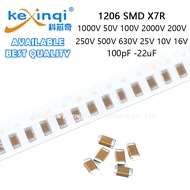 (1-10pcs) 1206 SMD 1000V 50V 100V 2000V 200V 250V 500V 630V 25V 10V 16V X7R Capacitor 100pF 220pF 1n