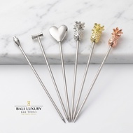 Bali Luxury | Premium Cocktail Pick Garnish Needle Stainless Steel 11cm - Cocktail Pick & Fruit Bar 