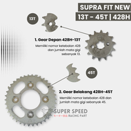 Gear Set Supra Fit New | Supra X 125 | Karisma | Revo Lama Gir Depan 13 14 15 Ger Belakang 38 39 40