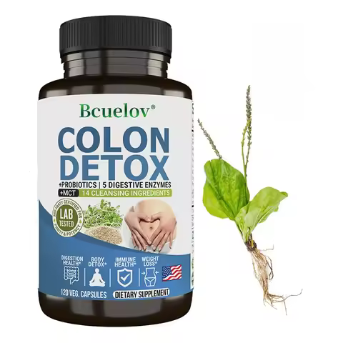 Colon Detox Probiotics, Containing Psyllium Husk, Relieves Constipation and Bloating, Cleansing Supp