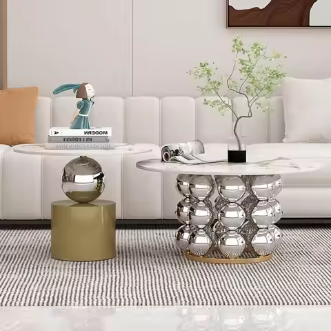 Round Unique Coffee Table Luxury Eclectic Design Mid Century Coffee Table Metal Minimalist Table De 