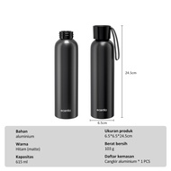 ecentio Sports Water Bottle 615ml aluminium Steel Tumbler Botol Minum Olahraga Hitam